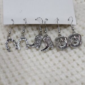 NEW! Silver Western Charm Fashion Earrings, Fashion Jewelry NOT Genuine Silver!